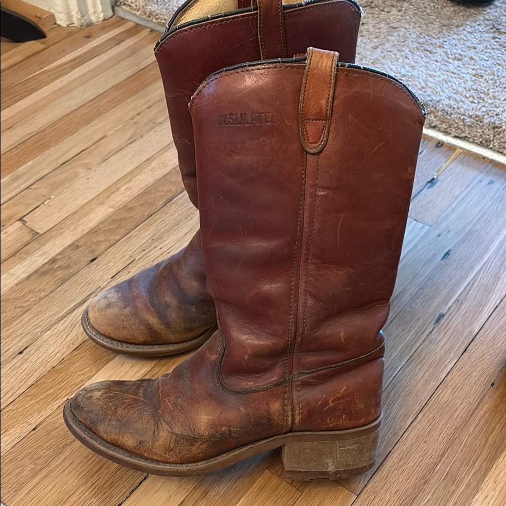 Vintage Brown Leather Heeled Boots